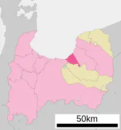 Location of Namerikawa in Toyama Prefecture