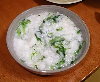 Nanakusa-gayu (seven herb congee) eaten on Nanakusa-no-sekku (seven herb festival)