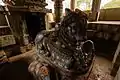 Nandi bull facing the sanctum, in the back is the Surya niche