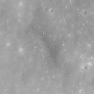 Apollo 17 panoramic camera image.  Note the boulders near center which are visible in the ground-level image as well.