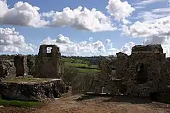 Narberth castle ruins in Pembrokeshire, Wales, looking towards the south.