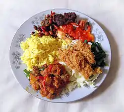 Empal gepuk as part of nasi kuning