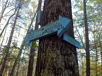 Natchaug Trail northern trailhead at intersection with Nipmuck Trail in Ashford, CT.