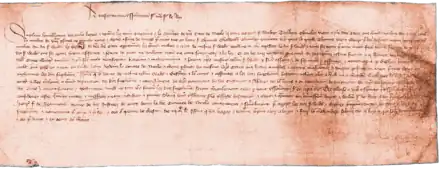 Scan of a 1411 petition from the citizens of Lincoln to the King