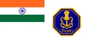 Naval ensign of India, which has a canton consisting of an elongated Indian national flag.