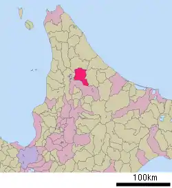 Location of Nayoro in Hokkaido (Kamikawa Subprefecture)