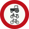 Netherlands: No riders, cattle, wagons, motor vehicles unable to exceed 25km/h, microcars, bicycles, mopeds or invalid carriages