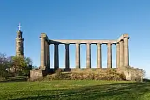 Image 29The National Monument of Scotland (right) and Nelson Monument (left)