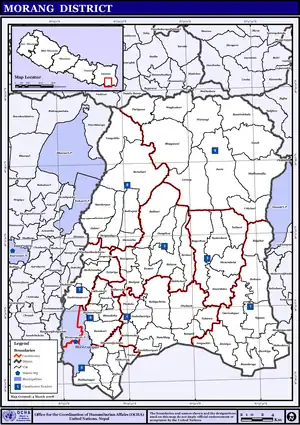 Morang District municipalities. Letang in center of the northern part