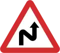 B12: Double bend ahead first to the right