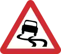 B30: Slippery road surface ahead