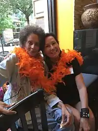 Denise Oliver-Vélez (on the left) with Neeta Lind, at Netroots Nation in 2016.