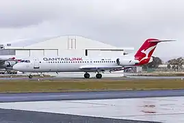A Fokker 100 in the current livery