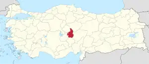 Location of the province within Turkey