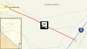 Nevada State Route 161 runs southeast from Goodsprings to I-15.