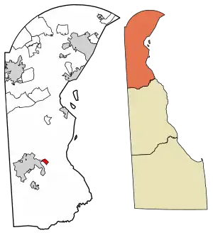 Location of Odessa in New Castle County, Delaware