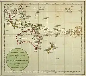 Image 21A General Chart of New Holland including New South Wales & Botany Bay with The Adjacent Countries and New Discovered Lands, published in An Historical Narrative of the Discovery of New Holland and New South Wales, London, Fielding and Stockdale, November 1786 (from History of New South Wales)