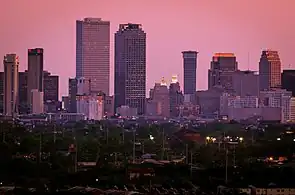 Skyline of New Orleans, the largest municipality in Louisiana