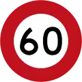 (R1-1) 60 km/h speed limit (Used until 2016)