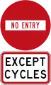 No Entry - Except Cycles (do not enter from this point)