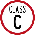 (R5-7) Class C road (Heavy vehicles can drive on this road only to deliver or collect goods or passengers along the road)