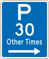 (R6-32) Parking Permitted: 30 Minutes (on the right of this sign, other times)