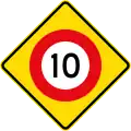 (W10-3) 10 km/h speed limit ahead