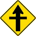 (W11-2/PW-9) Priority road straight ahead