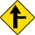 (W11-4/PW-11) Controlled side road junction on right