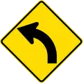 (W12-1.2/PW-17) Curve between 15 and 90 degrees, to left