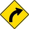 (W12-1.2/PW-17) Curve between 15 and 90 degrees, to right