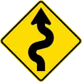 (W12-2.4/PW-23) Series of curves ahead, first to left