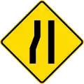 (W13-1/PW-43) Road narrows on left