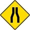 (W13-1.1/PW-43.1) Road narrows on both sides