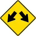 (W14-1/PW-5) Road diverges (splits)