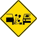 (W14-7.4) Loose road surface (danger of stir up)