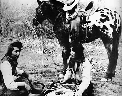 Nez Perce Indians with Appaloosa horse (c.1895).