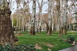 The Ahmad Pavilion and landscape — seen from the garden of the Niavaran Palace complex