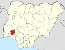 Location of Osun State in Nigeria