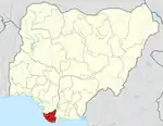 Map of Nigeria highlighting Bayelsa State