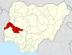 Ilorin is located in Kwara State which is shown here in red.