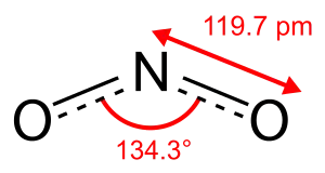 Skeletal formula of nitrogen dioxide with some measurementsEP