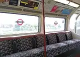 NO SMOKING signs using the roundel which are present only on the 1972 stock trains of the Bakerloo line