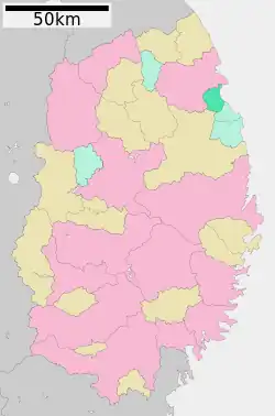 Location of Noda in Iwate Prefecture