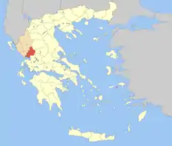 Arta within Greece