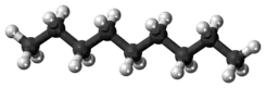 Ball-and-stick model of the nonane molecule