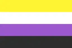 Yellow, white, light purple, and black stripes.