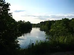 Noormarkunjoki towards north from the railway bridge