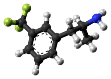 Ball-and-stick model of the norfenfluramine molecule