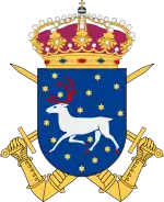 Coat of the arms of the Norrbotten Armoured Battalion (P 5) 1957–1975 and the Norrbotten Regiment and Norrbotten Brigade (NMekB 19) 1994–2000.